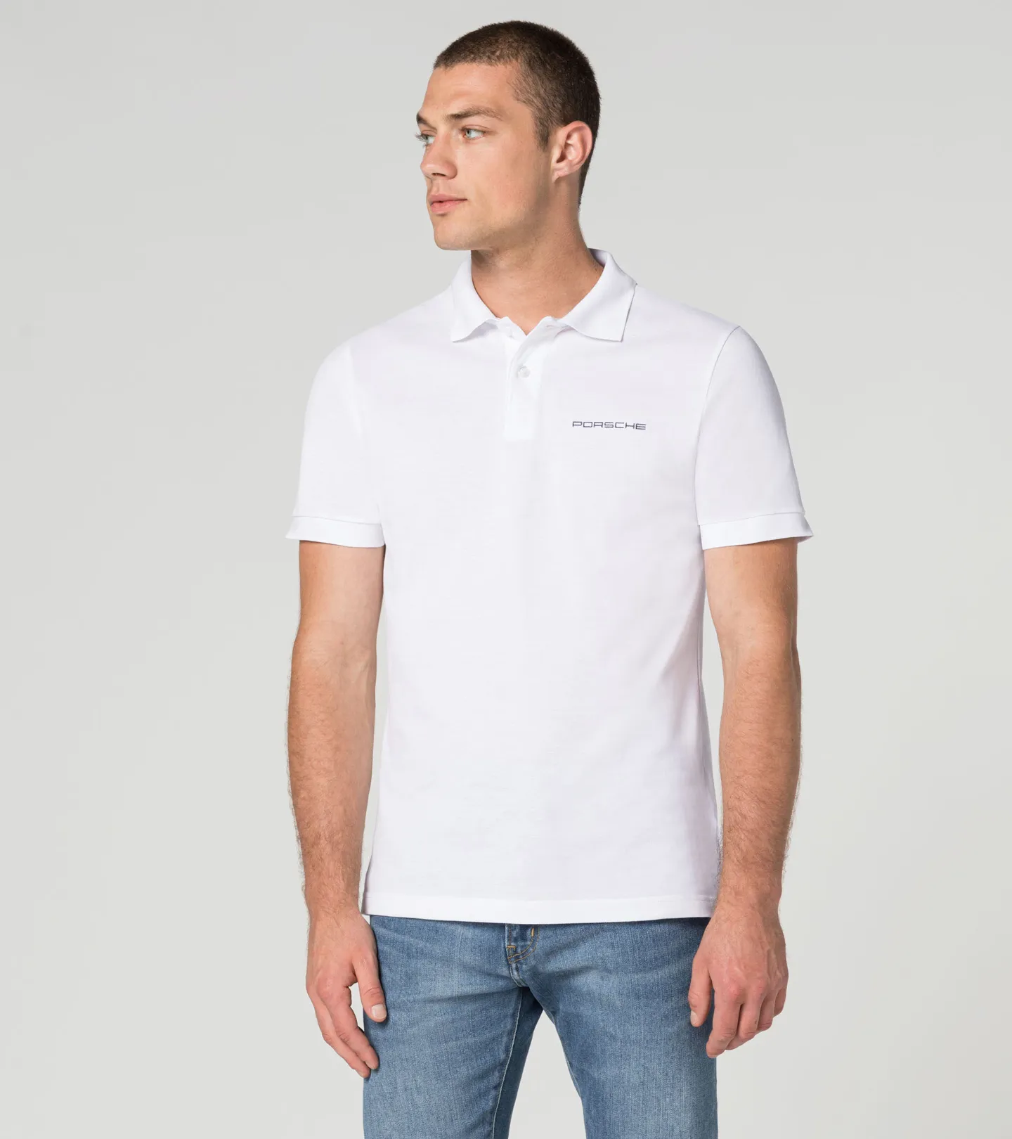 POLO SEMPLICE BIANCA LETTERING PORSCHE