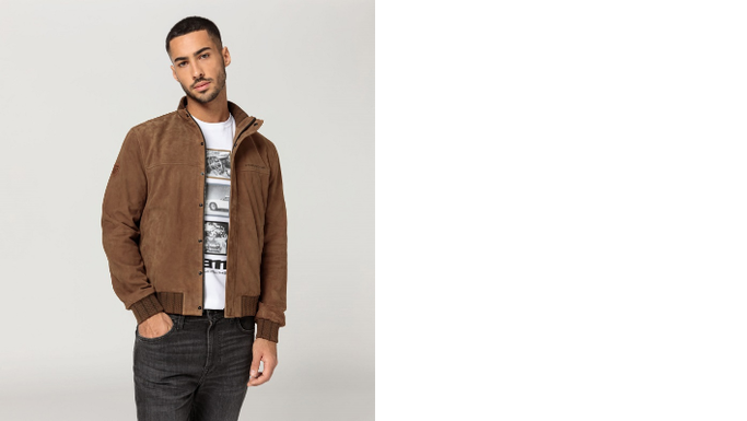 Porsche men's leather jacket from the 60s size 911. L, cognac